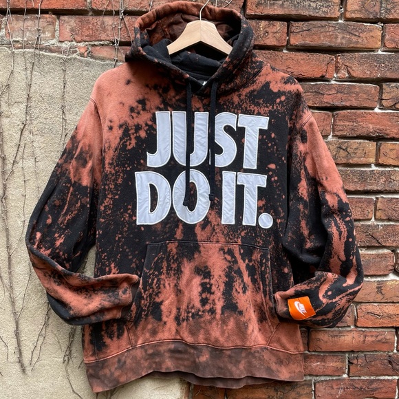 Nike Tops - Upcycled Nike Just do it bleach tie dyed hoodie L